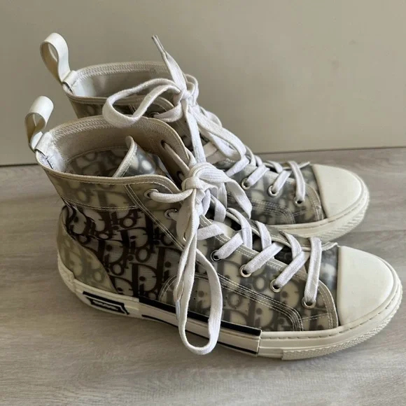 Dior-B23 High-Top Sneaker White And Black Dior Oblique Canvas Sz 40 us 7
